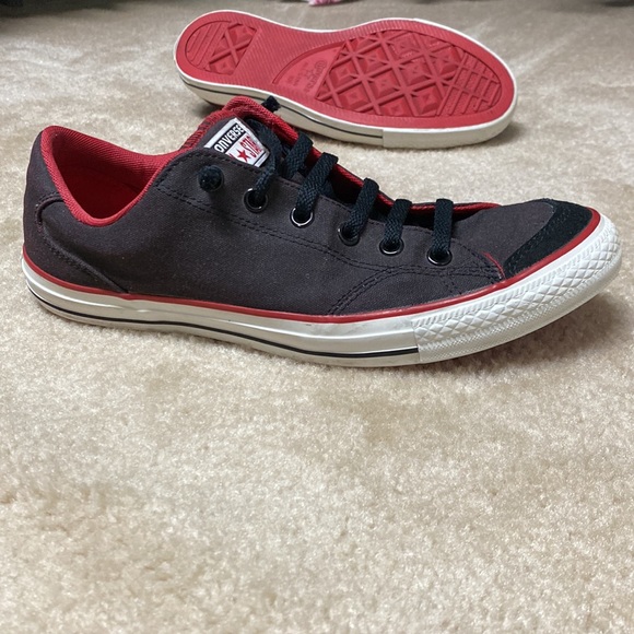 Converse All-Stars Sneakers - Low Top Black with Red Trim, Casual Street Shoes - Picture 10 of 12